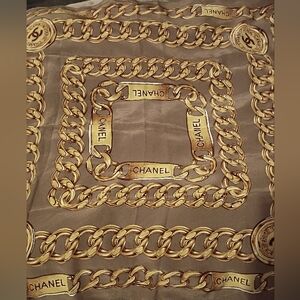 CHANEL Silk Chain Motif Scarf